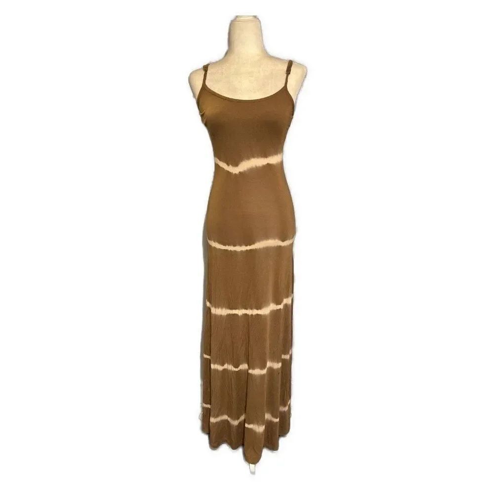 guess marciano Brown White Tie Dye Tank Maxi Dress Xs